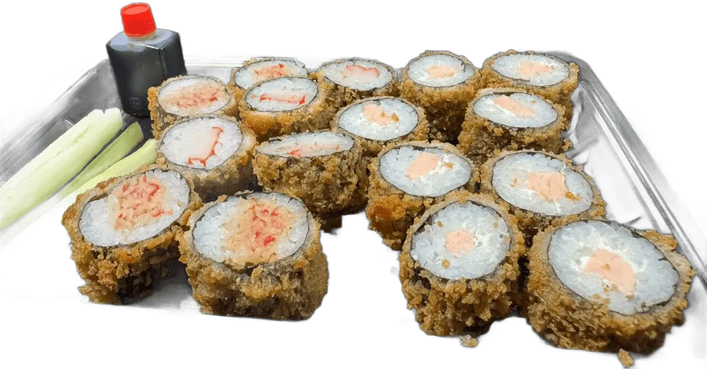 Combo Frito F6 — hot roll de kani e de salmão com cream cheese
